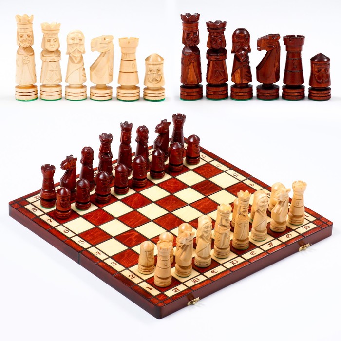 цена Шахматы польские Madon, ручная работа, 49 х 49 см, король h=12.5 см пешка h-6.5 см