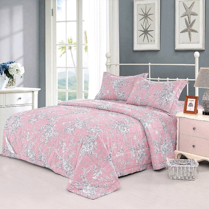 Комплект «Арвен»: 230 × 250 см, одеяло 200 × 220 см, 50 × 70 см - 2 шт, розовый