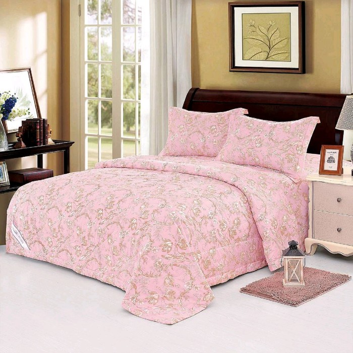 Комплект «Дженна»: 230 × 250 см, одеяло 200 × 220 см, 50 × 70 см - 2 шт, розовый