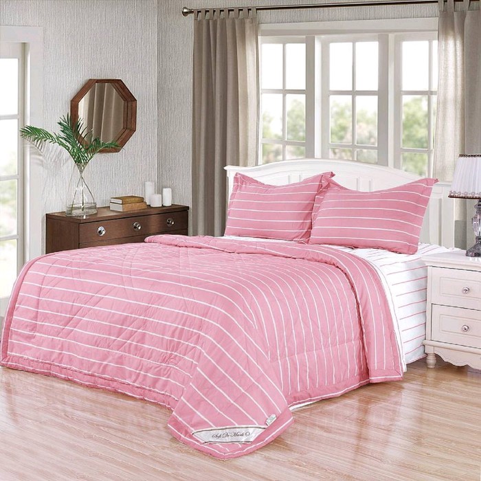 Комплект «Даниэль»: 230 × 250 см, одеяла 160 × 220 см - 2 шт, 50 × 70 см - 2 шт, розовый