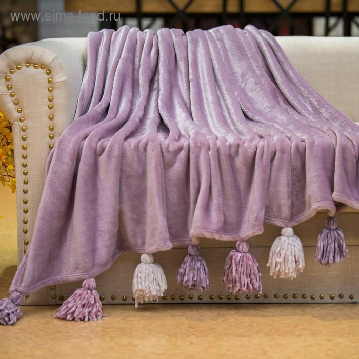 фото Плед tassel, размер 220 × 230 см, фиолетовый sofi de marko