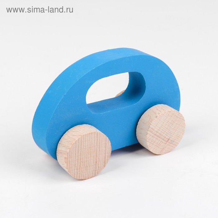 Каталка -Машинка деревянная, синяя