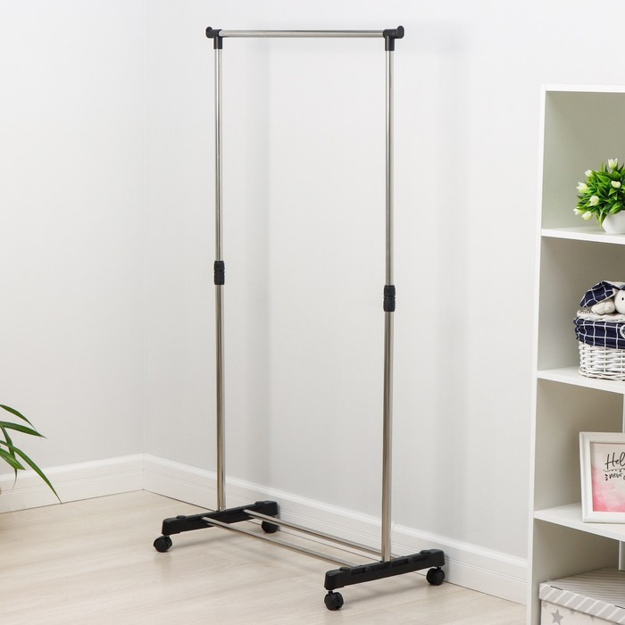 Стойка для одежды телескопическая, 1 перекладина, подставка для обуви 78х42х80(160) см