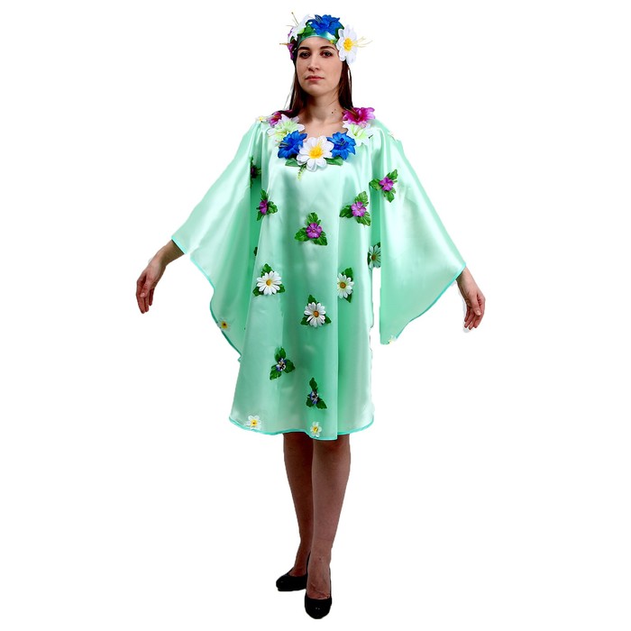 Карнавальный костюм «Весна», взрослый, платье, головной убор