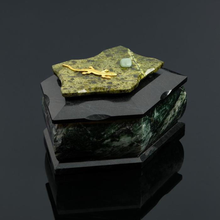 Ларец "5 граней", малый, с бархатом, змеевик