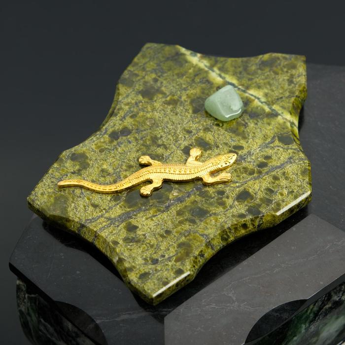 Ларец "5 граней", малый, с бархатом, змеевик