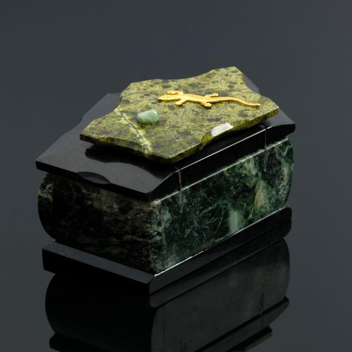 Ларец "5 граней", малый, с бархатом, змеевик