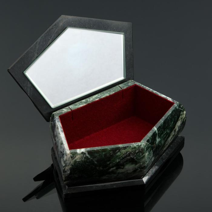 Ларец "5 граней", малый, с бархатом, змеевик