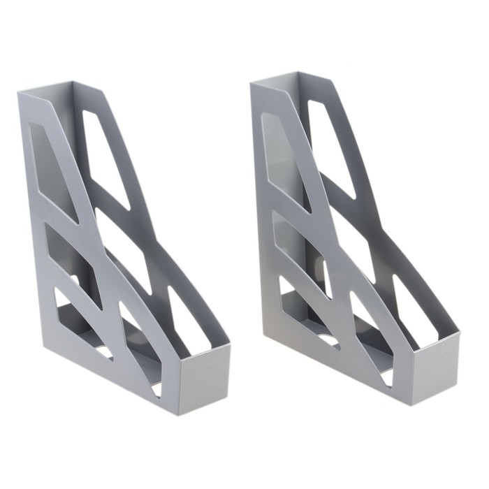 Набор вертикальных лотков для бумаг "Лидер", серый, 2 штуки