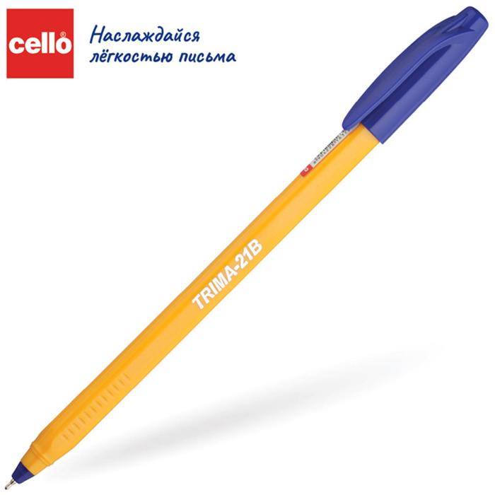 фото Ручка шариковая cello trima-21b, узел 0.7мм, чернила синие, корпус жёлтый