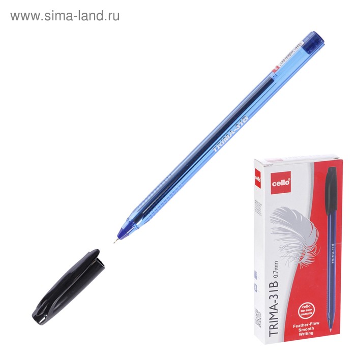 цена Ручка шариковая Cello Trima-31B, узел 0.7 мм, чернила синие, корпус синий