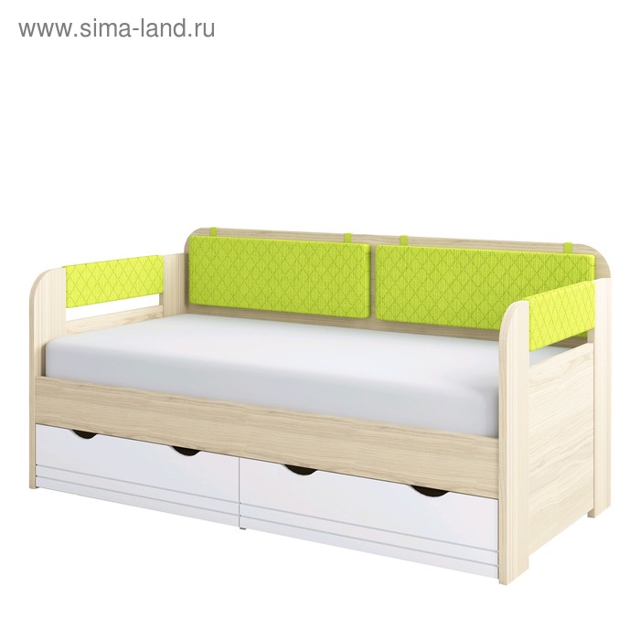 Кровать-тахта с подушками «Стиль 800.4», 1600 × 800 мм, цвет туя светлая / лайм