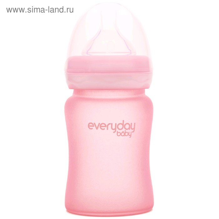 Бутылочка для кормления Everyday Baby, с силиконовым покрытием, цвет светло-розовый, 150 мл   504421