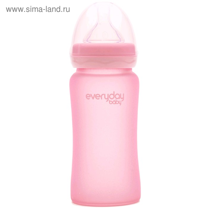 Бутылочка для кормления Everyday Baby, с силиконовым покрытием, цвет светло-розовый, 240 мл   504421