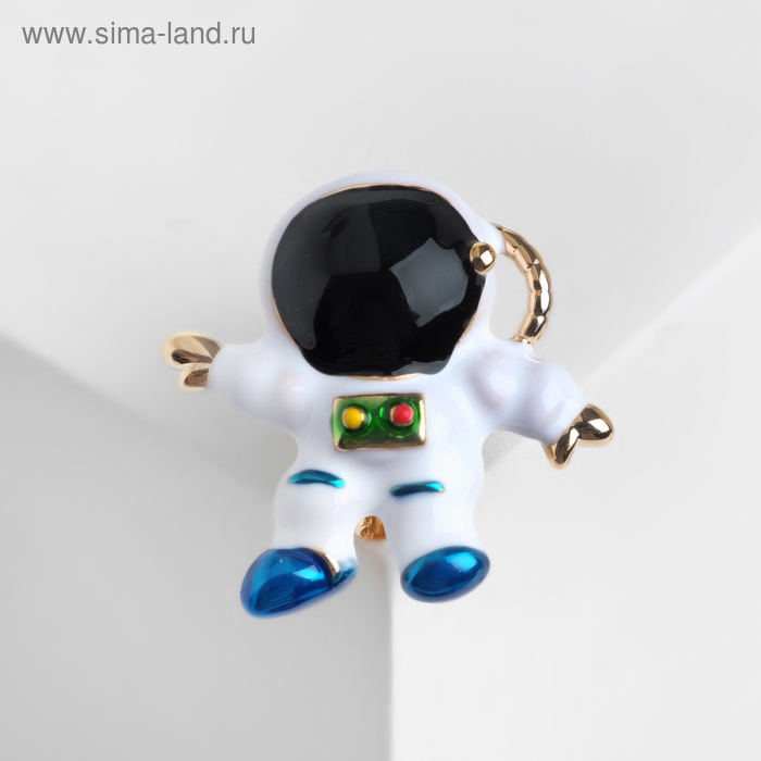 

Брошь "Космонавт", цвет сине-белый в золоте