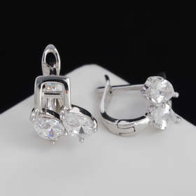 

Серьги со стразами "Ноты", цвет белый в серебре