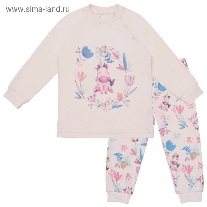 Пижама для девочки «Цветы» рост 86 см, цвет светло-розовый