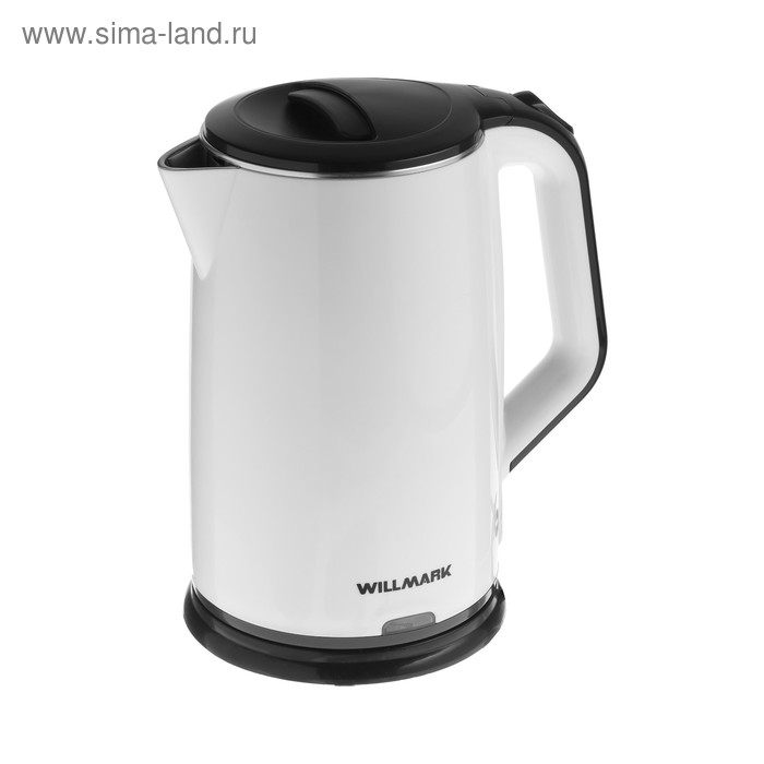 Чайник электрический WILLMARK WEK-2012PS, пластик, колба металл, 2 л, 2000 Вт, бело-чёрный