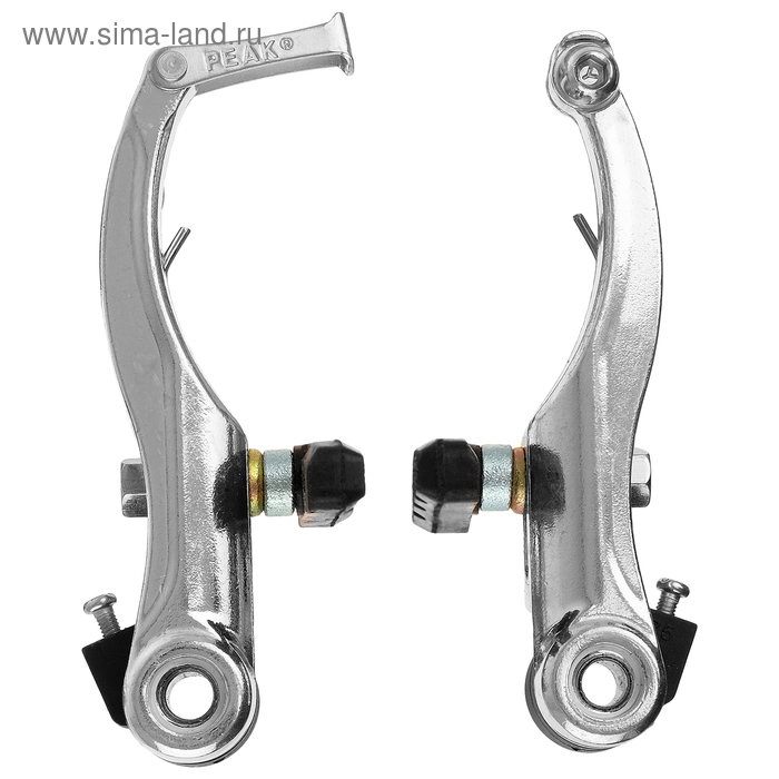 фото Тормоз v-brake, комплект: передний и задний 110 мм, колодки 60 мм, серебристый