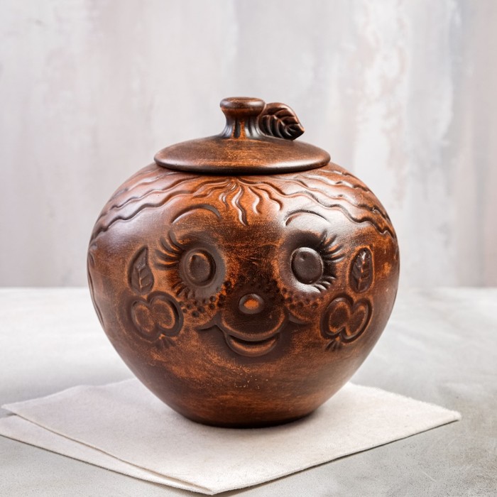 

Чугунок "Яблочко", декор, красная глина, 3.2 л