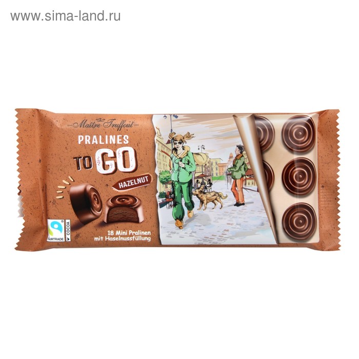 Пралине Maître Truffout TO GO из молочного шоколада, лесной орех, 100 г