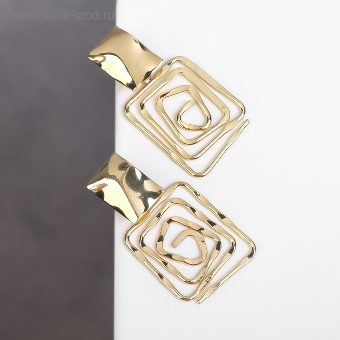 серьги металл эстетика два круга цвет золото Серьги металл «Врата» два квадрата, цвет золото