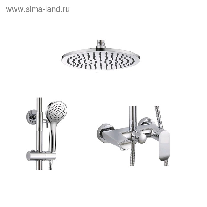 Душевая система BRAVAT Pure F6335369CP-A-RUS, верхний душ круглой формы 200 мм, хром