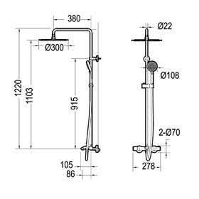 Душевая система BRAVAT Waterfall SS F639114C-A5-RUS, с термостатом, душ круглый 300 мм, хром 50486 от Сима-ленд