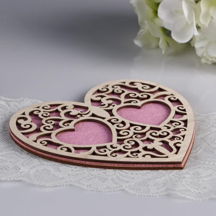 Подставка под кольца "Сердце", розовая, 16,5х16,5 см