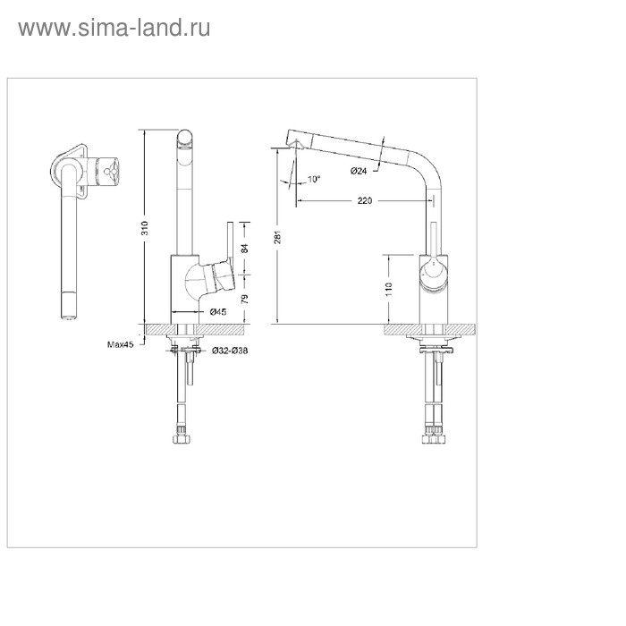 Смеситель для кухни BRAVAT Palace F7172217CP-1-RUS однорычажный с высоким изливом, хром
