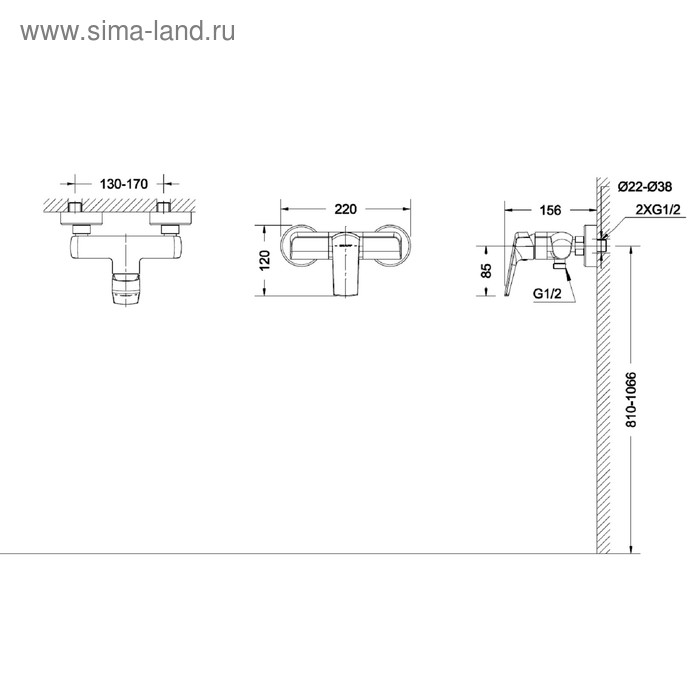 

Смеситель для душа BRAVAT Real F9121179CP-0, однорычажный, хром