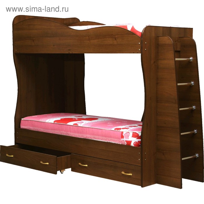 Кровать детская двухъярусная «Юниор 1», 800х2000 мм, лдсп, цвет итальянский орех кровать с ящиками венеция 2 800х2000 мм цвет итальянский орех