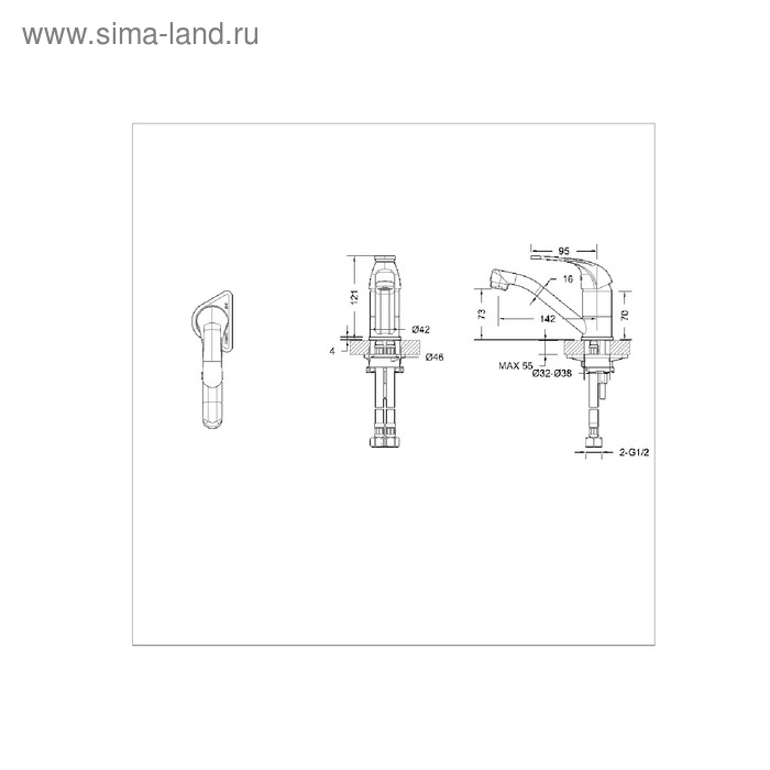 Смеситель для кухни BRAVAT Fit F1233188CP-RUS, однорычажный с длинным изливом, хром