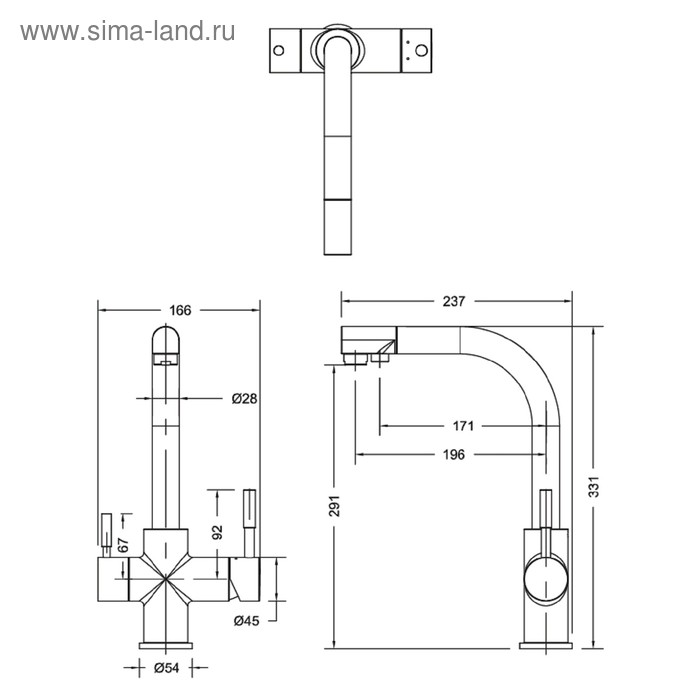 Смеситель для кухни BRAVAT Palace F729261CP-RUS, высокий излив, с краном питьевой воды, хром   50486