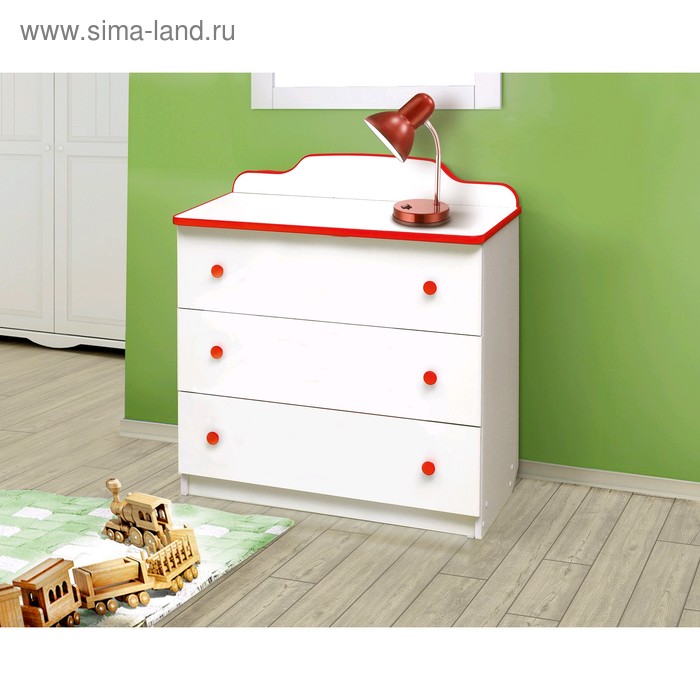Комод с 3-мя ящиками «Радуга», 810 × 450 × 850 мм, лдсп, цвет белый / кант красный