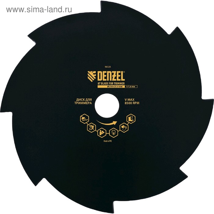 Диск для триммера DENZEL 96328, 230х25.4х1.6 мм, 8 лезвий Denzel катушка для триммера denzel универсальная 8 10 мм