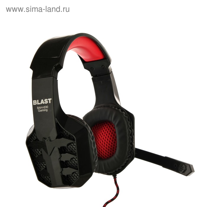 Наушники Blast BAH-630, игровые, полноразмерные, микрофон, 3.5 мм, 2.2 м, черно-красные