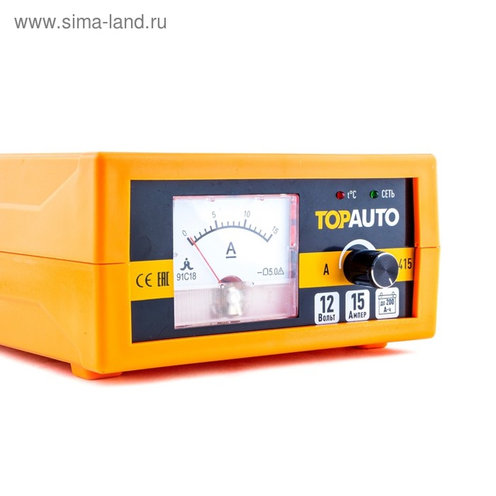 Автоматическое предпусковое зарядное устройство ТОП АВТО АЗУ-415 (15А, для 12В-АКБ до 200 А*ч, ручная регулировка)