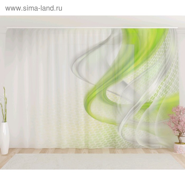 Фототюль «Зеленая абстракция», размер 290 х 260 см, вуаль