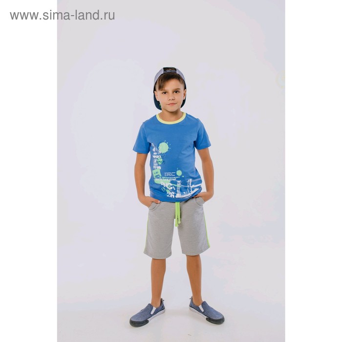 фото Футболка для мальчиков, рост 140 см, цвет голубой batik
