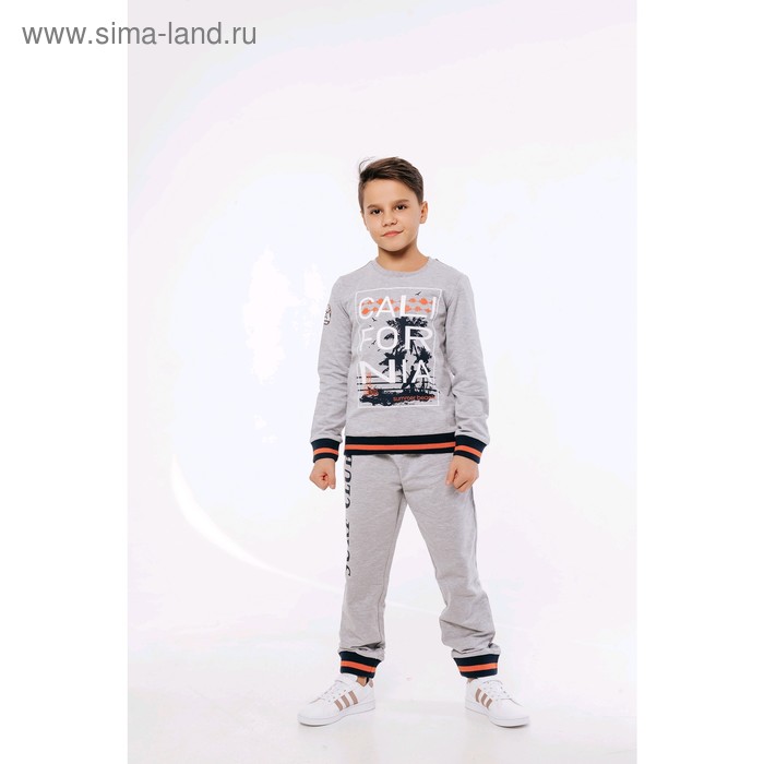 фото Футболка для мальчиков с длинным рукавом, рост 134 см, цвет серый batik