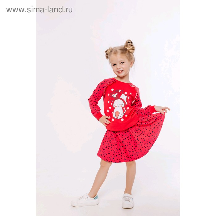 фото Комплект из футболки с длинным рукавом и юбки для девочек, рост 92 см, цвет красный batik