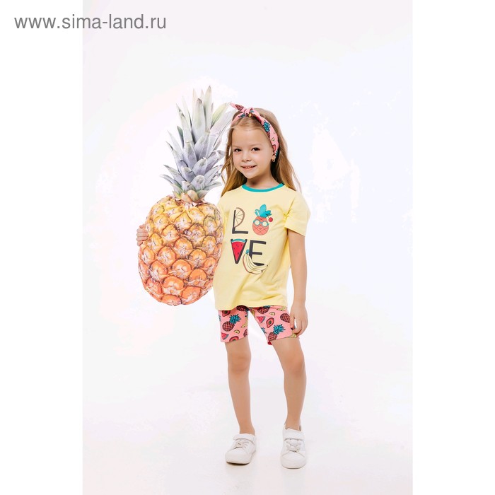 фото Комплект из футболки и шорт для девочек, рост 92 см, цвет жёлтый, мультиколор batik