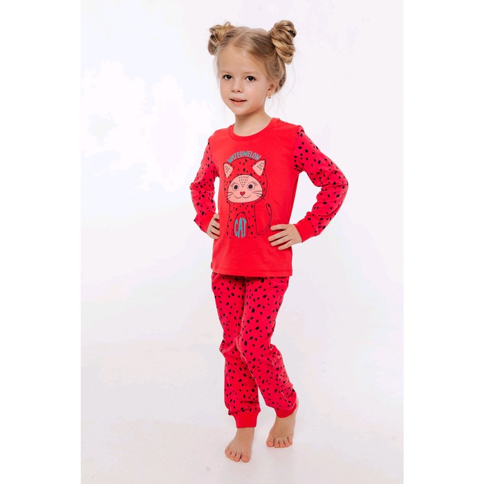 Пижама для девочек, рост 104 см, цвет красный, мультиколор