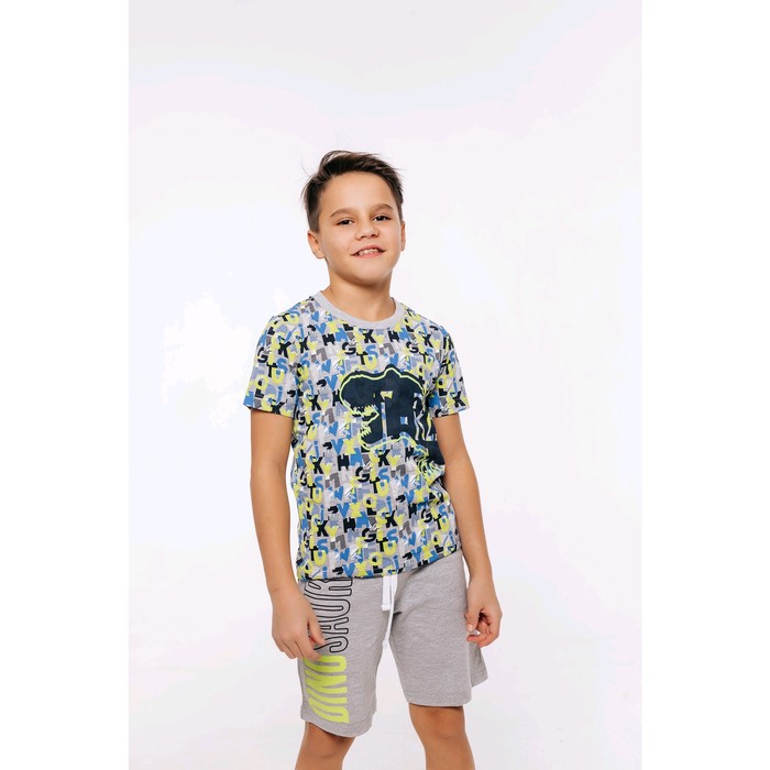 Комплект из футболки и шорт для мальчиков, рост 110 см, цвет мультиколор, серый