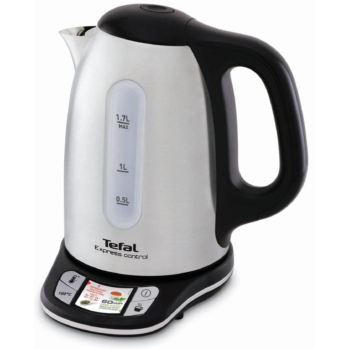 Чайник электрический Tefal KI240D30, металл, 1.7 л, 2400 Вт, регулировка t°, серебристый