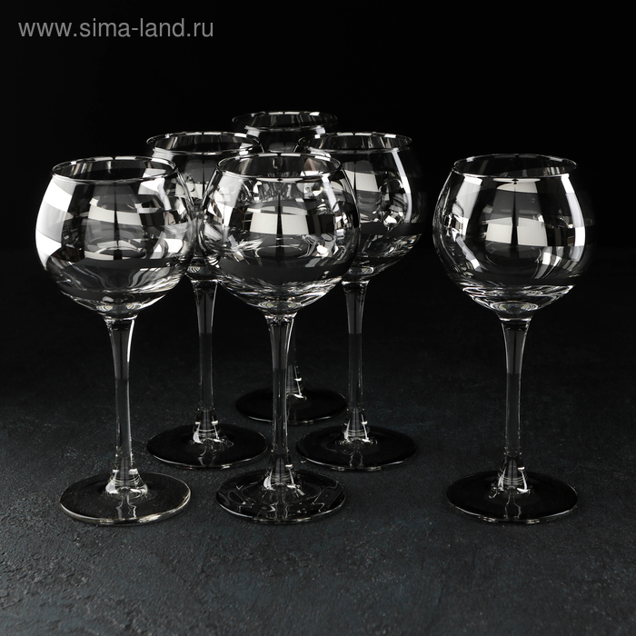 фото Набор бокалов для вина «серпантин», 280 мл, 6 шт, серебро gidglass