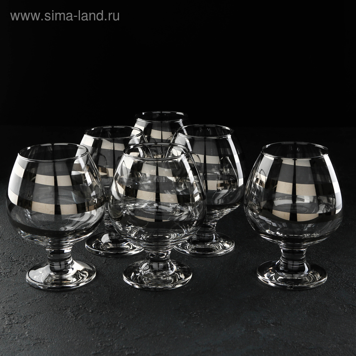фото Набор бокалов для коньяка gidglass «серпантин», 400 мл, 6 шт, серебро