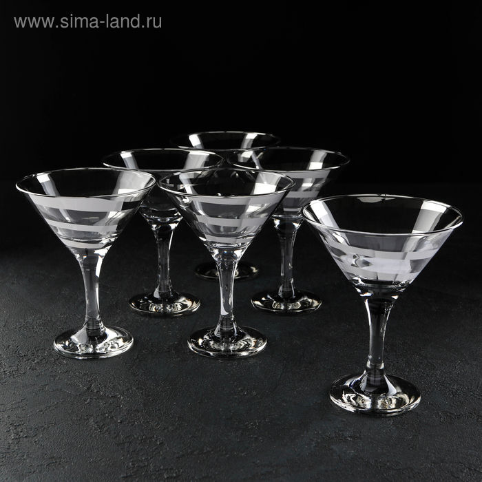 фото Набор бокалов для мартини gidglass «серпантин», 170 мл, 6 шт, серебро