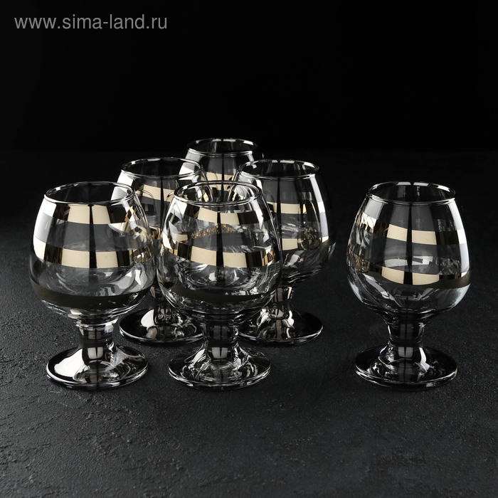 фото Набор бокалов для коньяка gidglass «серпантин», 250 мл, 6 шт, золото